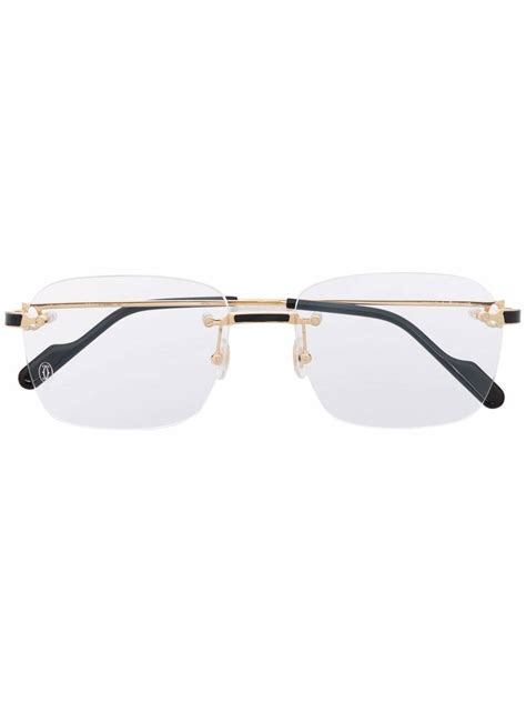 gold frame glasses cartier|cartier rimless glasses gold.